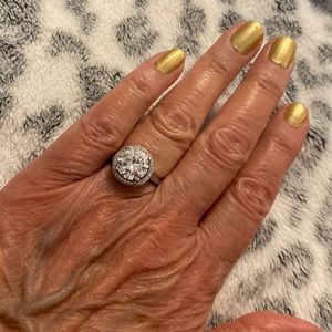 Large CZ and sterling silver ring